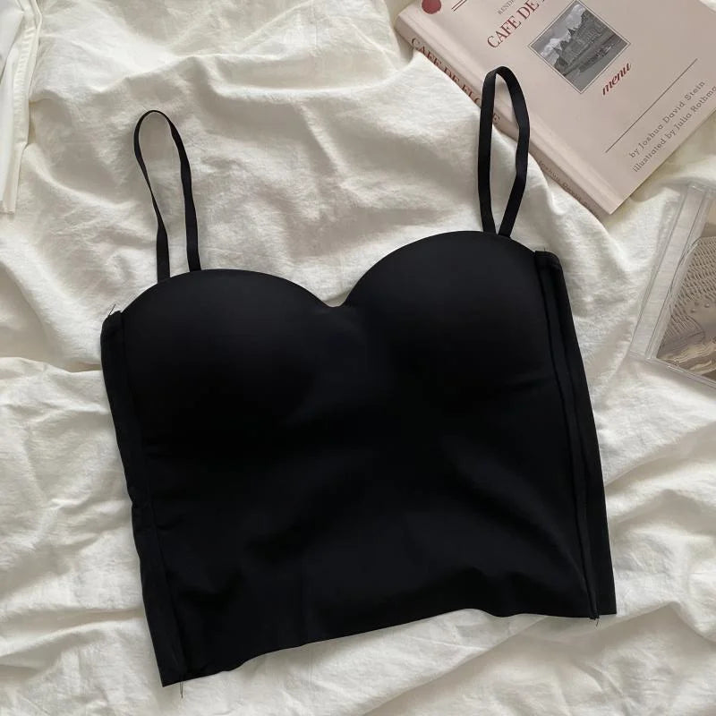 Tops de cores sólidas com alças duplas de seção fina, esportivo, feminino, perfeito para dias quentes e justo