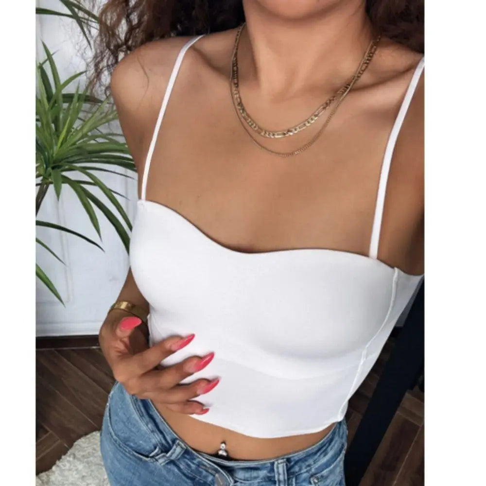 Tops de cores sólidas com alças duplas de seção fina, esportivo, feminino, perfeito para dias quentes e justo